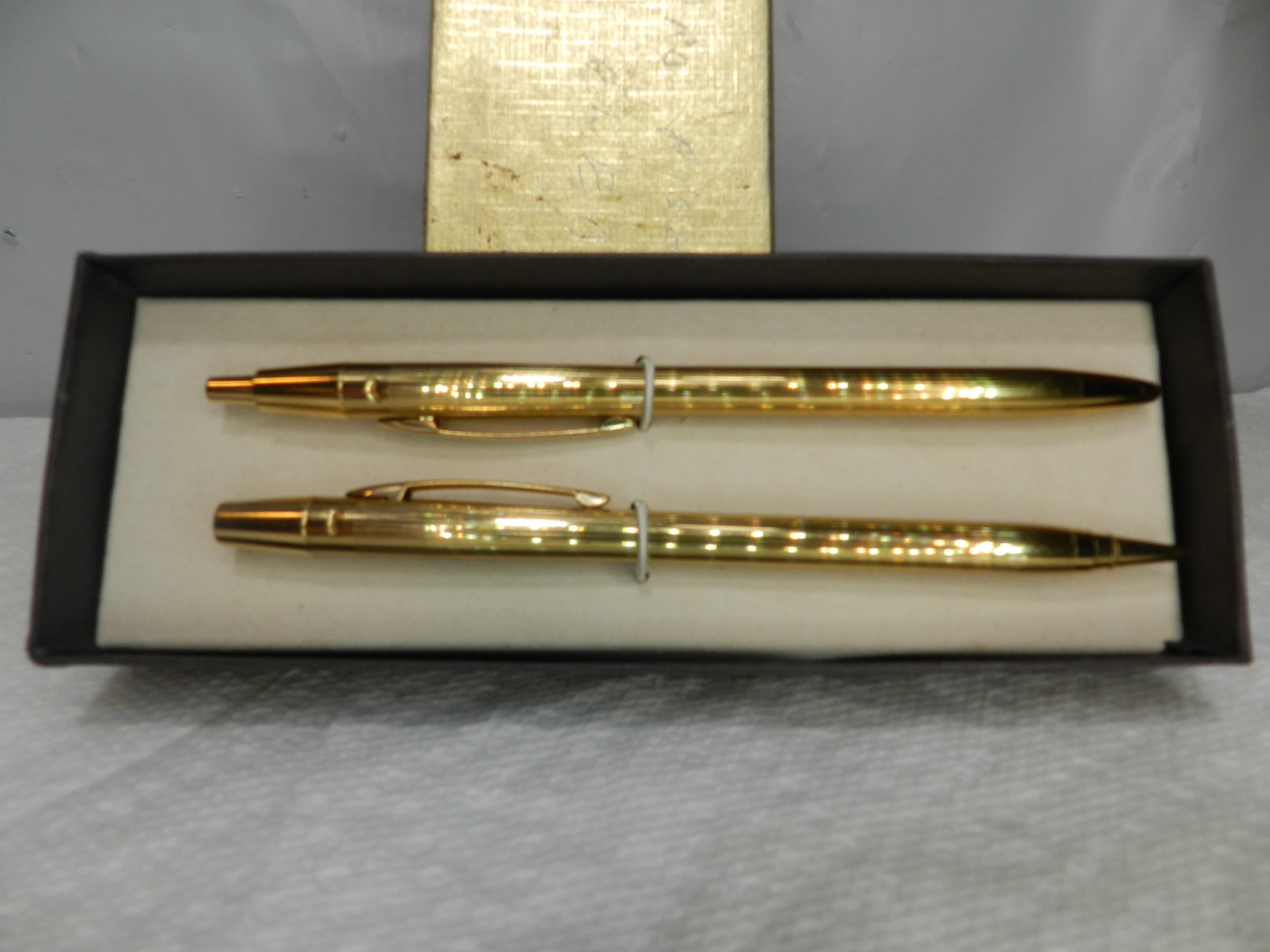 Vintage Classic Slim-Profile Executive Gold Tone Pencil & Ink Pen Set (O4S) - Thumbnail 2