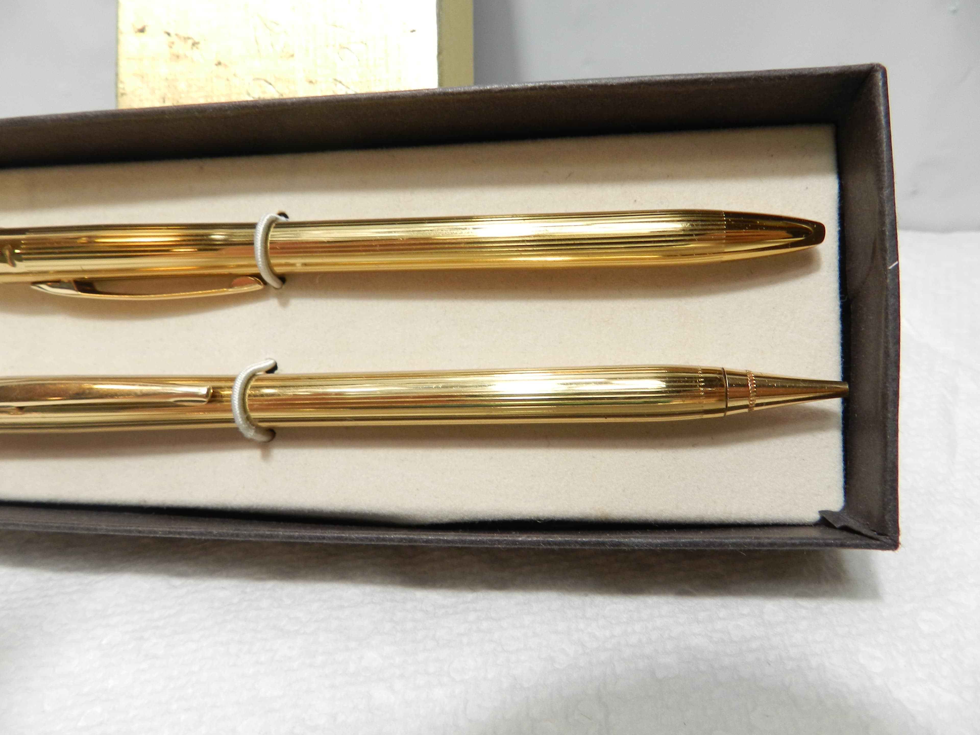 Vintage Classic Slim-Profile Executive Gold Tone Pencil & Ink Pen Set (O4S) - Thumbnail 3