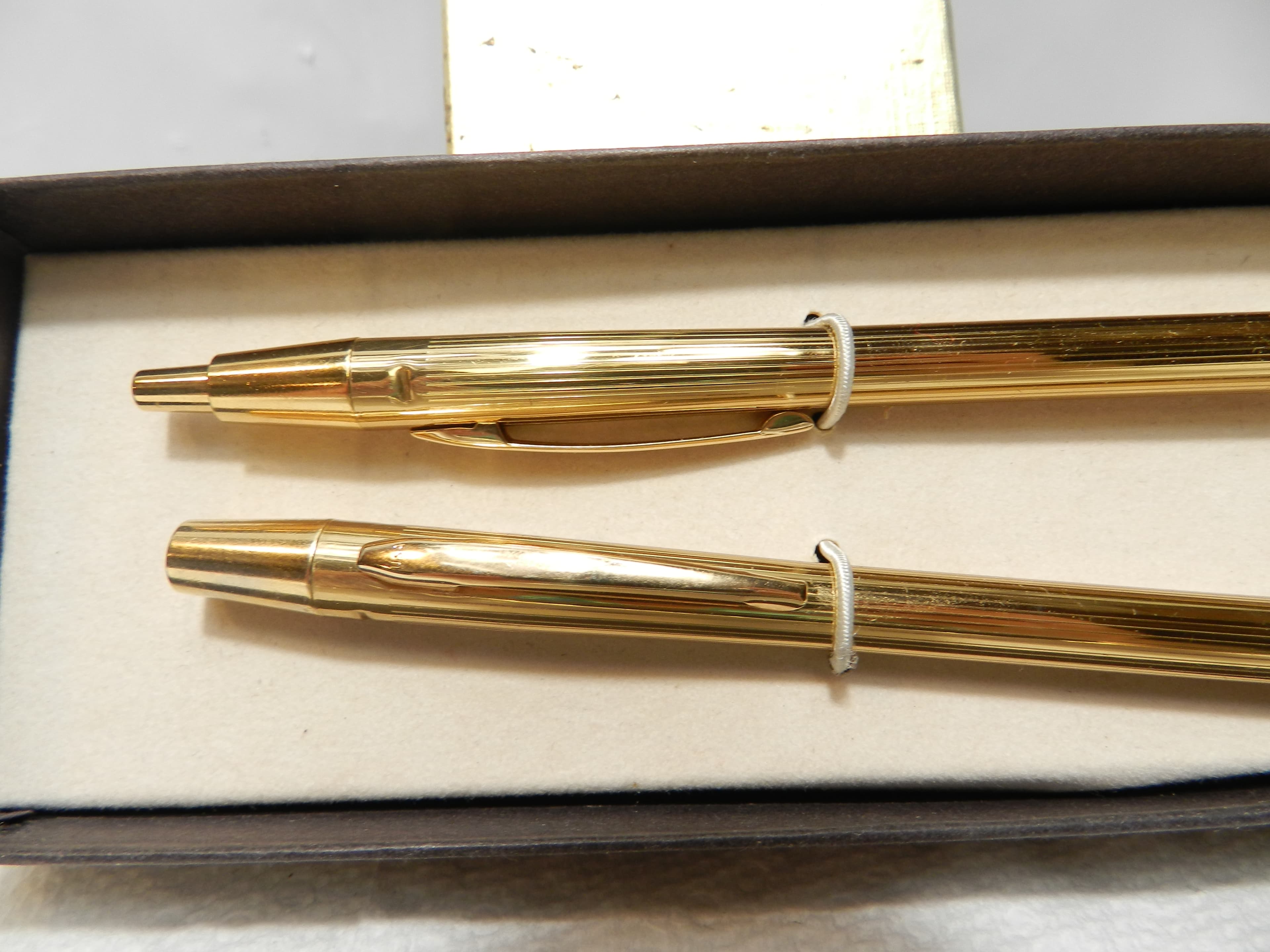 Vintage Classic Slim-Profile Executive Gold Tone Pencil & Ink Pen Set (O4S) - Thumbnail 7