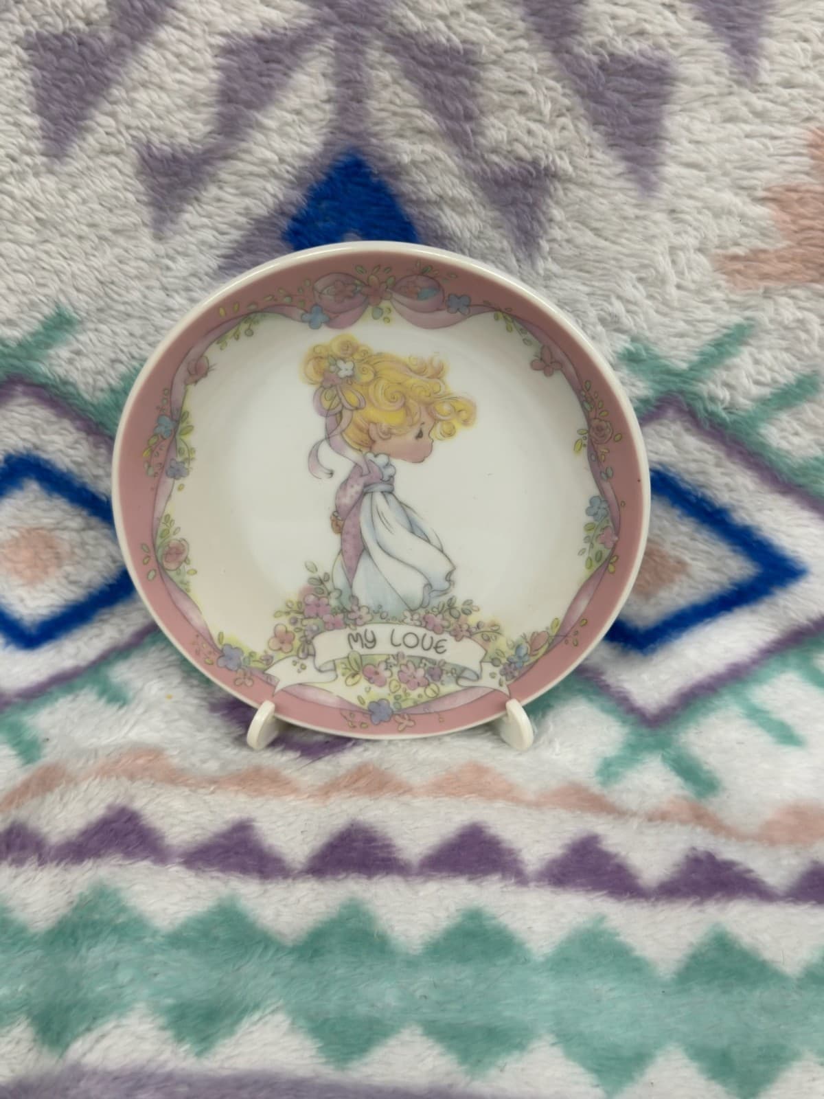 Pair of Vintage 1991 Enesco Precious Moments 4" Porcelain Plates - Thumbnail 2