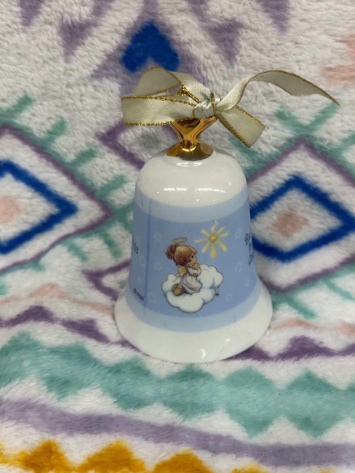 Precious Moments Porcelain Bell #8445 "Blessings From Above" Vintage 2000 - Thumbnail 3