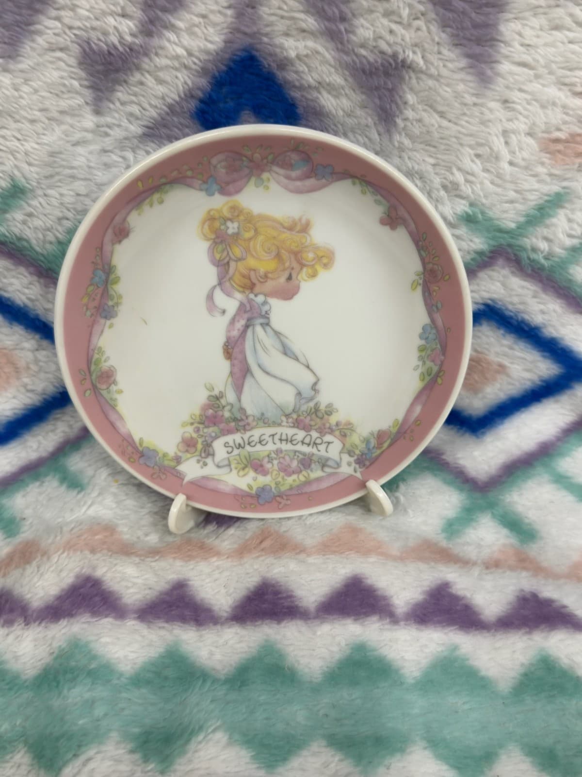 Pair of Vintage 1991 Enesco Precious Moments 4" Porcelain Plates - Thumbnail 4