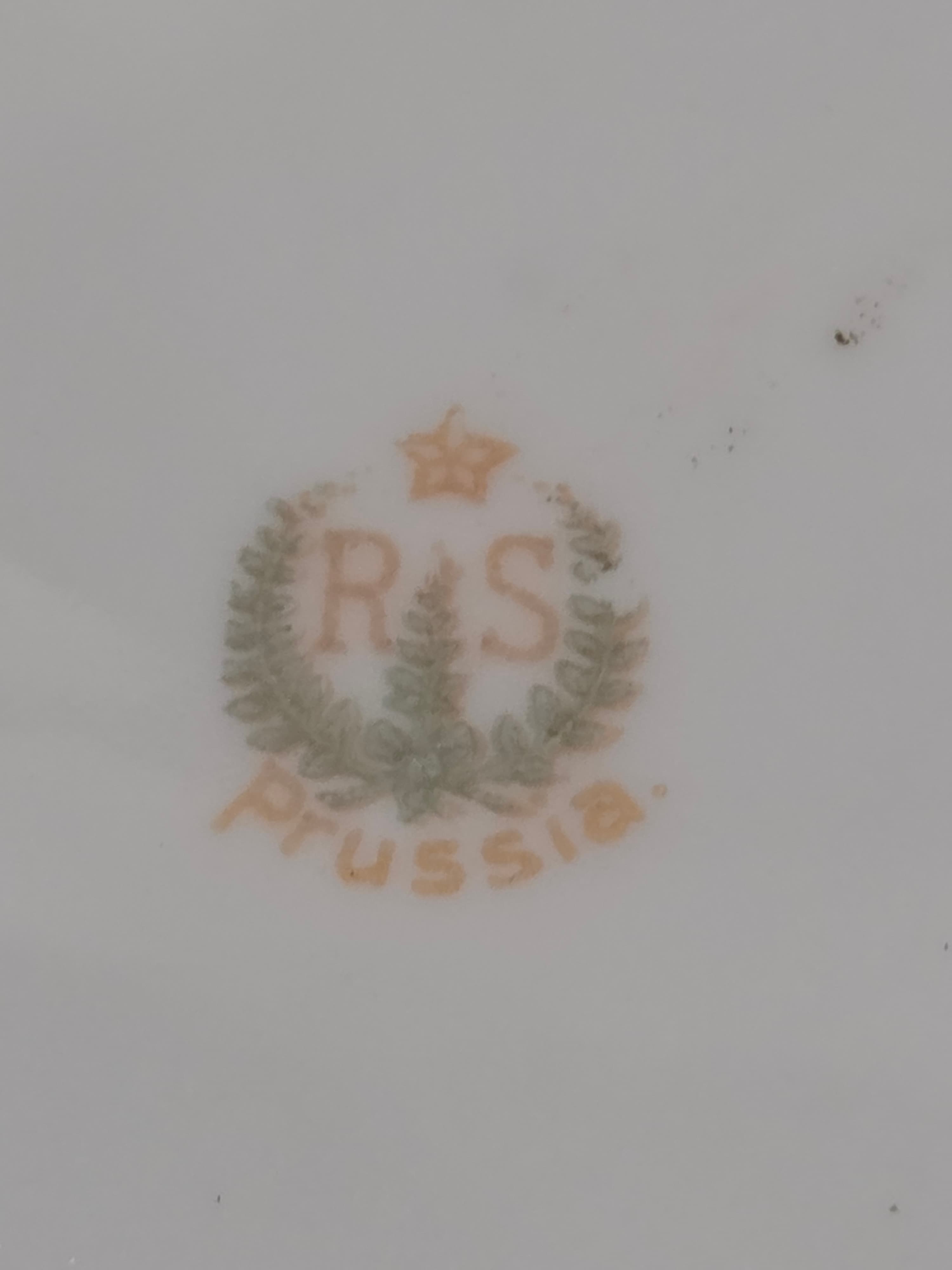Antique RS Prussia Red Mark Scalloped Floral Roses Porcelain Plate - Thumbnail 3