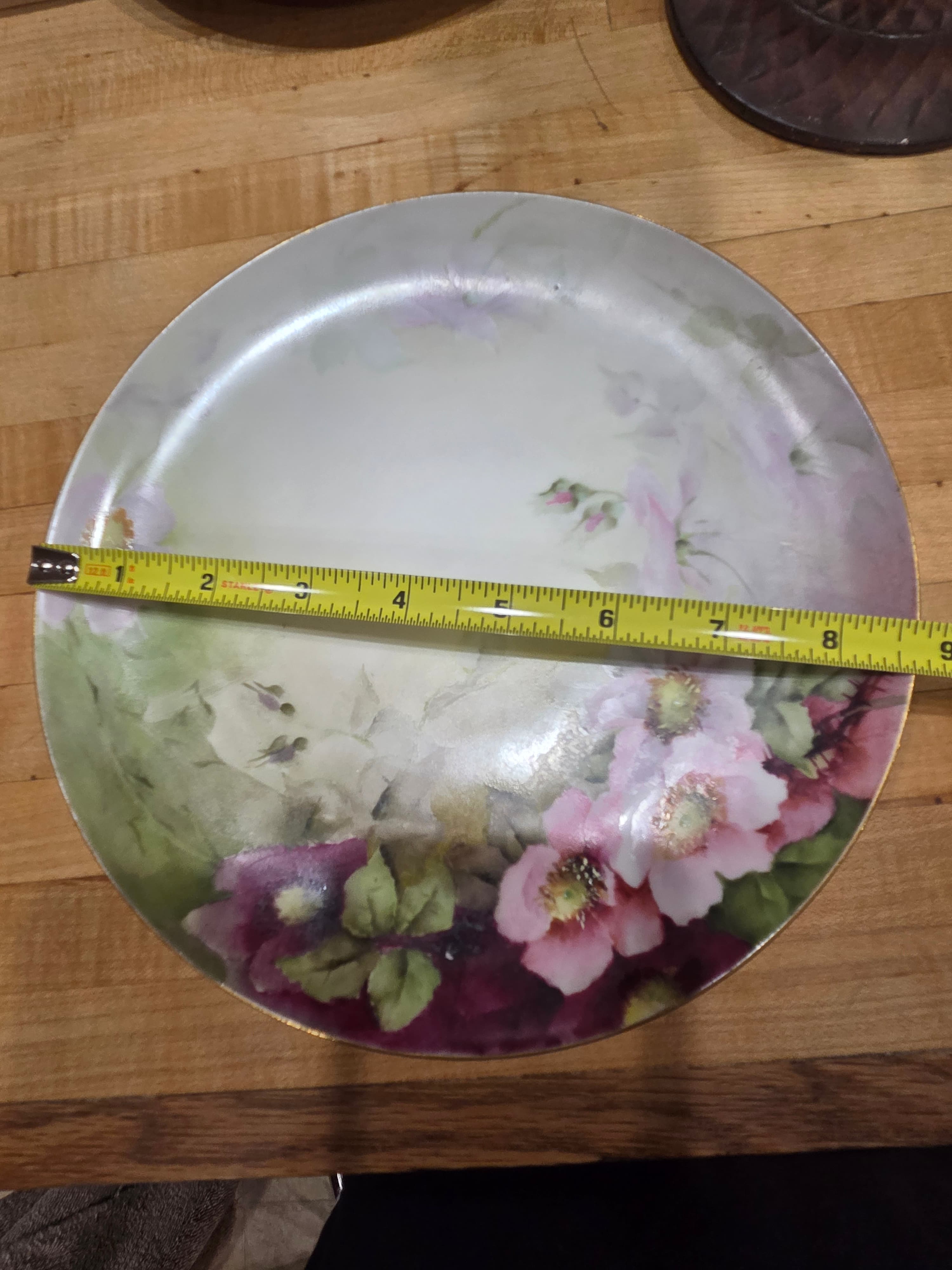 Antique Haviland France Limoges Hand Painted Pink Wild Rose Porcelain Plate - Thumbnail 6