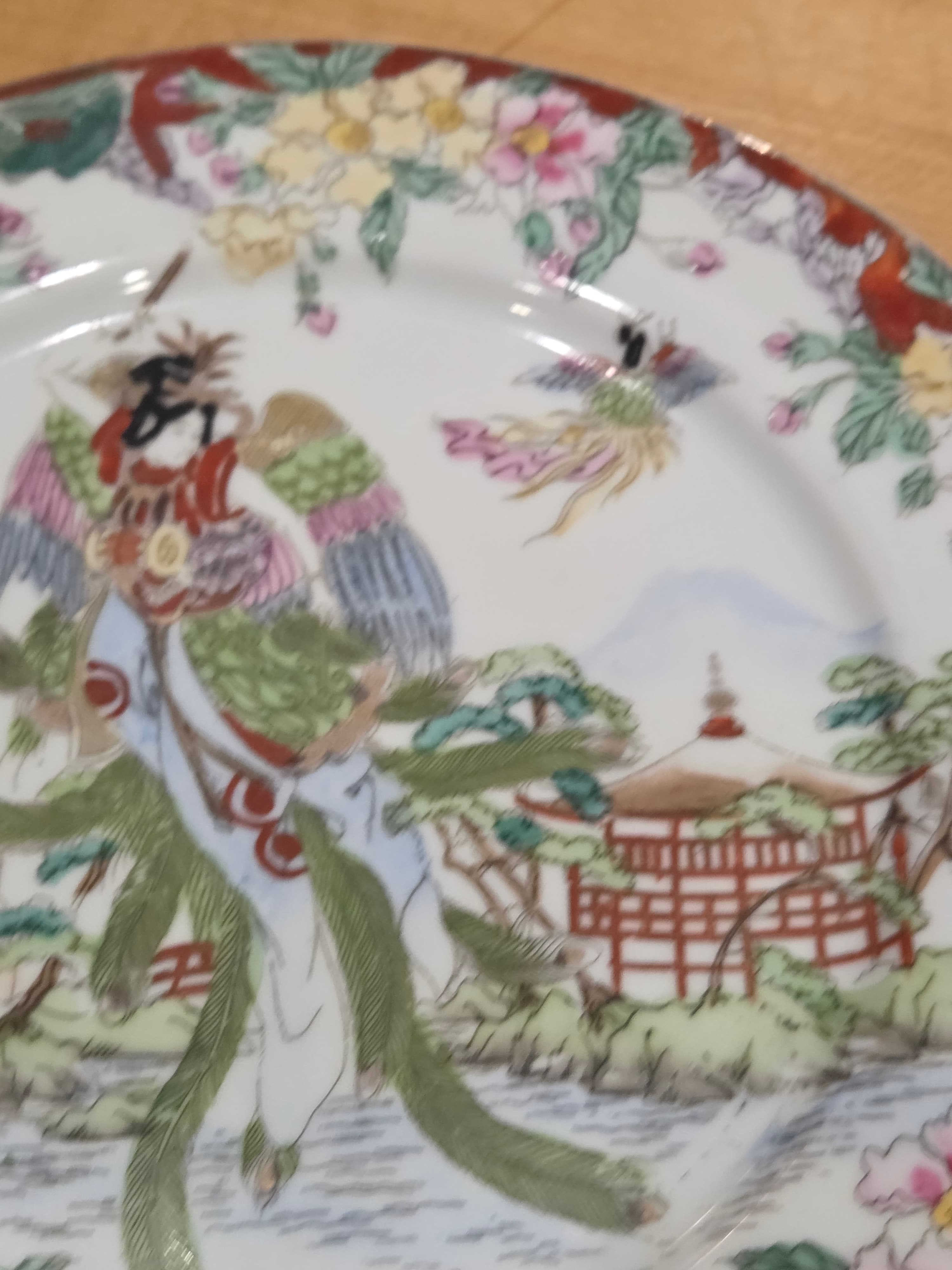 Antique Takito Nippon T Wreath Hand Painted Geisha Girl Angel Plate - Thumbnail 4