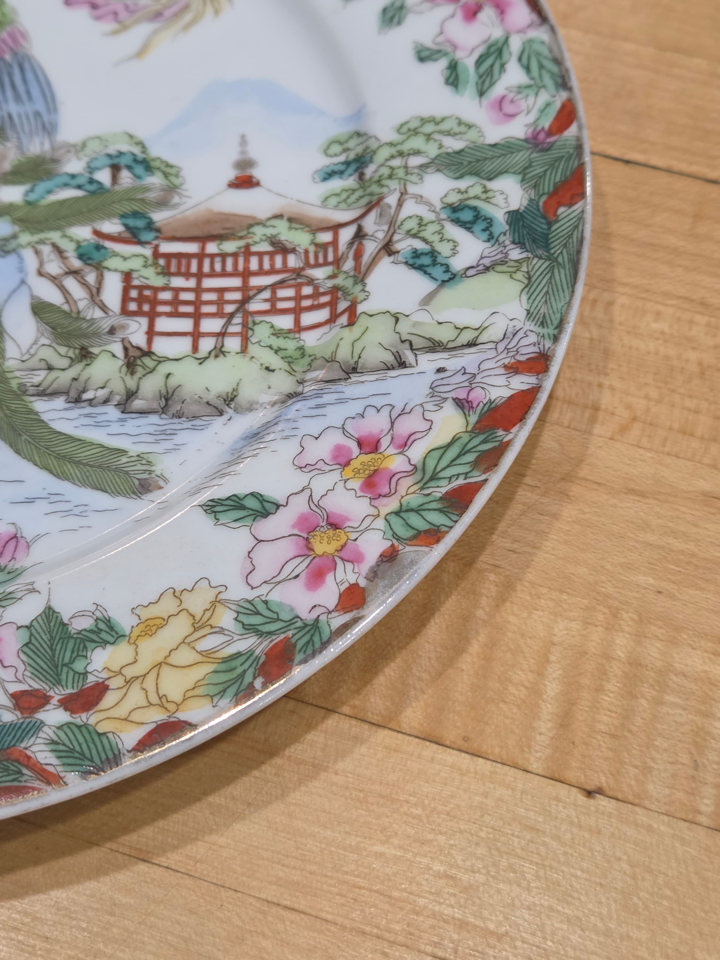 Antique Takito Nippon T Wreath Hand Painted Geisha Girl Angel Plate - Thumbnail 3