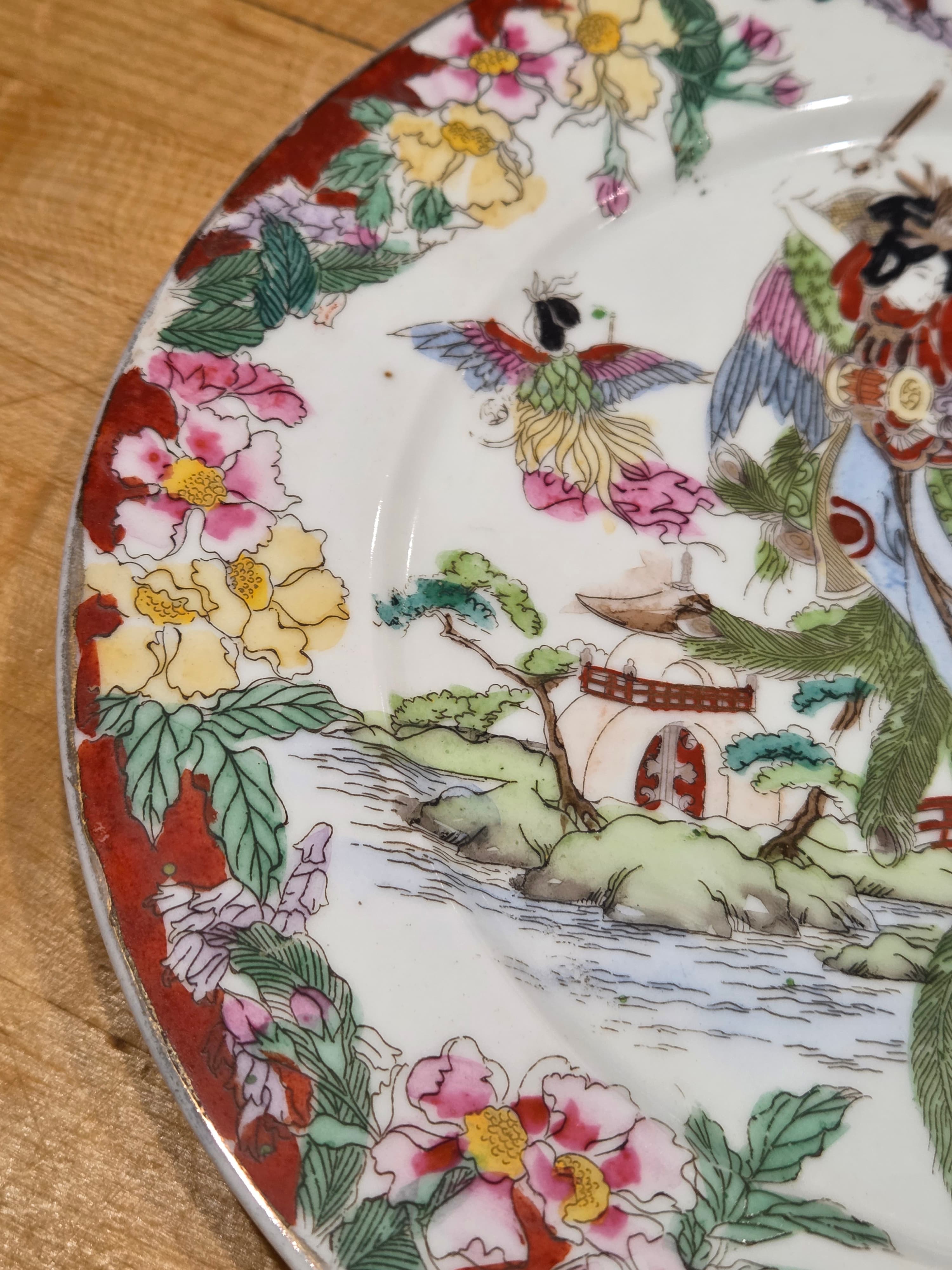 Antique Takito Nippon T Wreath Hand Painted Geisha Girl Angel Plate - Thumbnail 5