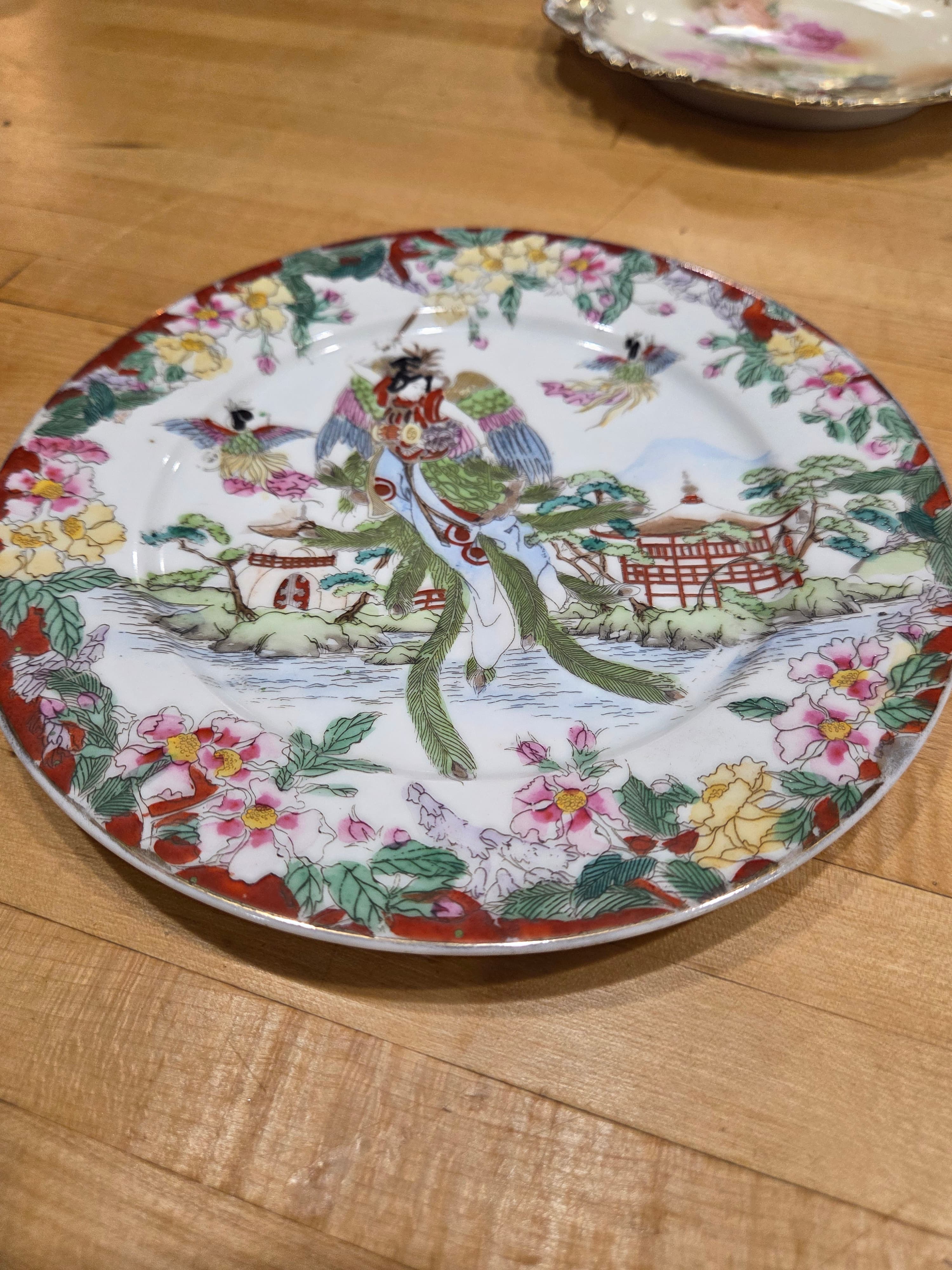 Antique Takito Nippon T Wreath Hand Painted Geisha Girl Angel Plate - Thumbnail 6
