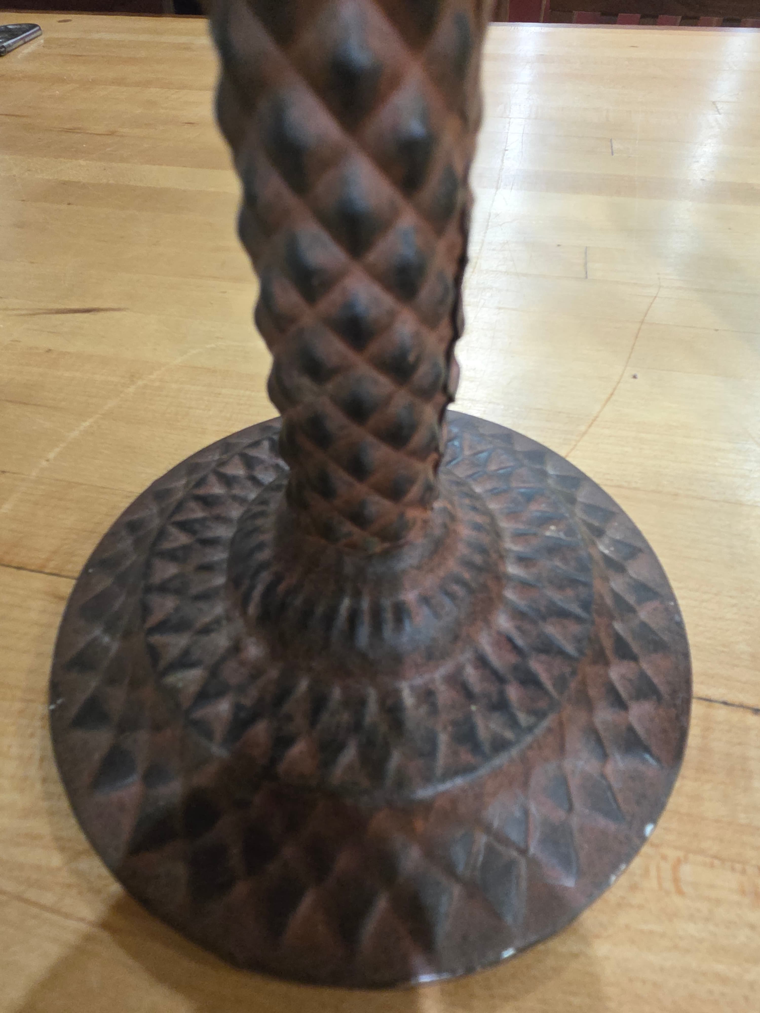 Vintage Brass Palm Tree Candlestick Holders Staggered Pair 2 - Thumbnail 5
