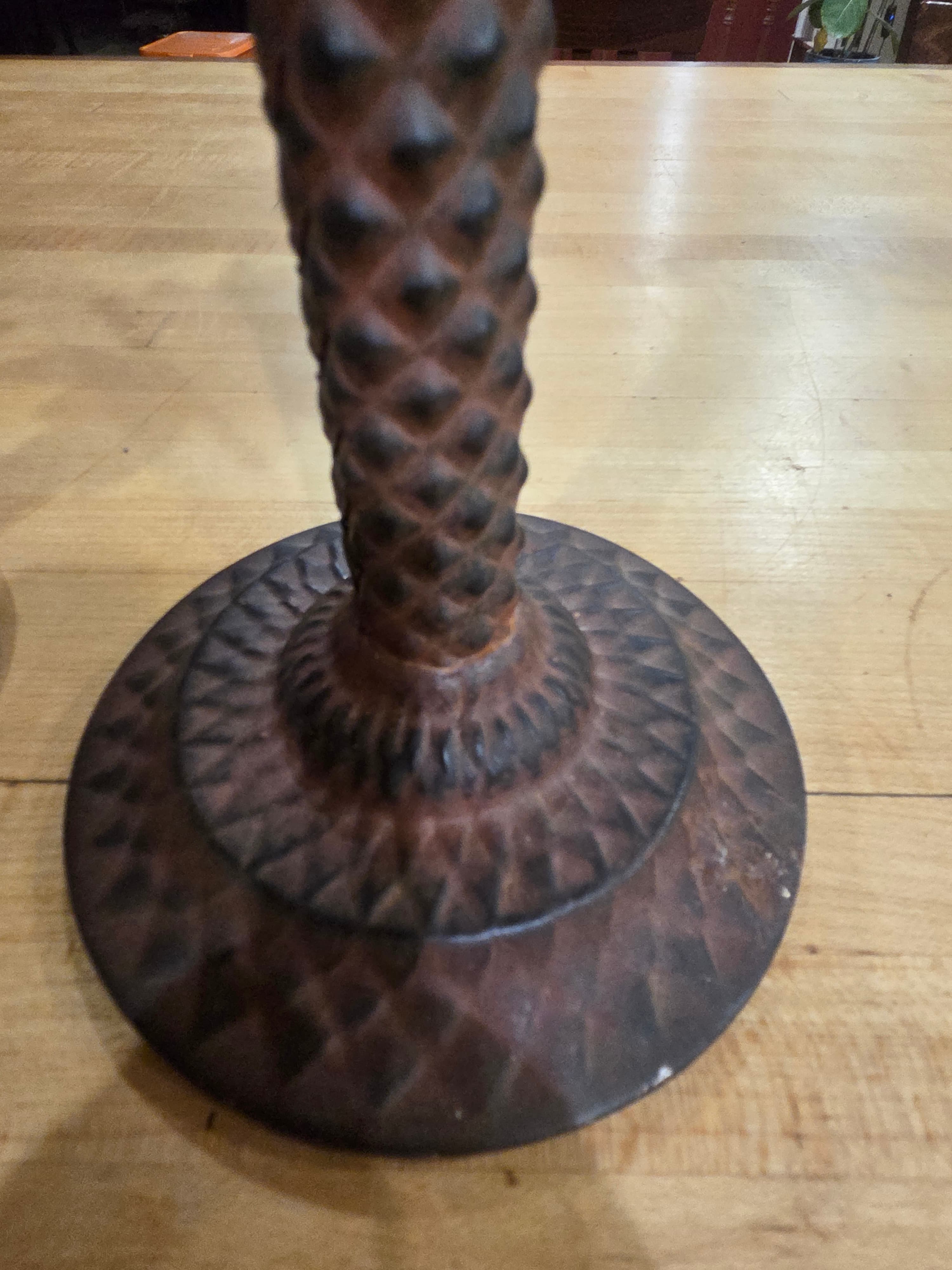 Vintage Brass Palm Tree Candlestick Holders Staggered Pair 2 - Thumbnail 4