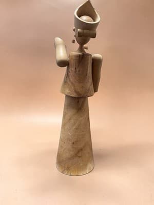 Hand-Carved Wooden Folk Art Figurine – Rustic Abstract Sculpture - Thumbnail 4