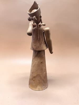 Hand-Carved Wooden Folk Art Figurine – Rustic Abstract Sculpture - Thumbnail 5