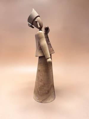 Hand-Carved Wooden Folk Art Figurine – Rustic Abstract Sculpture - Thumbnail 6