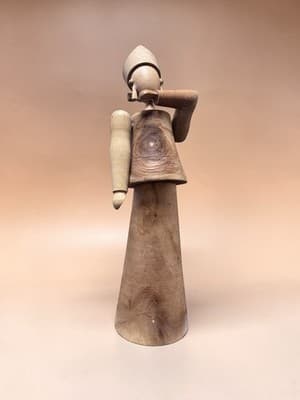 Hand-Carved Wooden Folk Art Figurine – Rustic Abstract Sculpture - Thumbnail 7