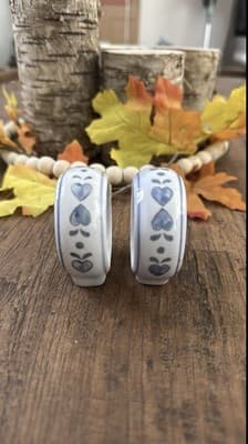 2 Blue & White Chinoiserie & 2 Blue Heart Napkin Rings Country Farmhouse - Thumbnail 7