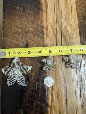 VTG Sarah Coventry Moon Flower Brooch & Earrings Set Silver Tone Retro Jewelry - Thumbnail 9