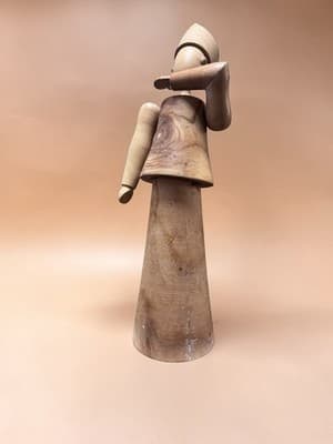 Hand-Carved Wooden Folk Art Figurine – Rustic Abstract Sculpture - Thumbnail 2