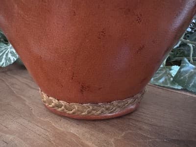 Vintage Italian Leather Wrapped Decanter Bottle With Stopper Made In Italy - Thumbnail 5