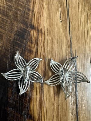 VTG Sarah Coventry Moon Flower Brooch & Earrings Set Silver Tone Retro Jewelry - Thumbnail 3