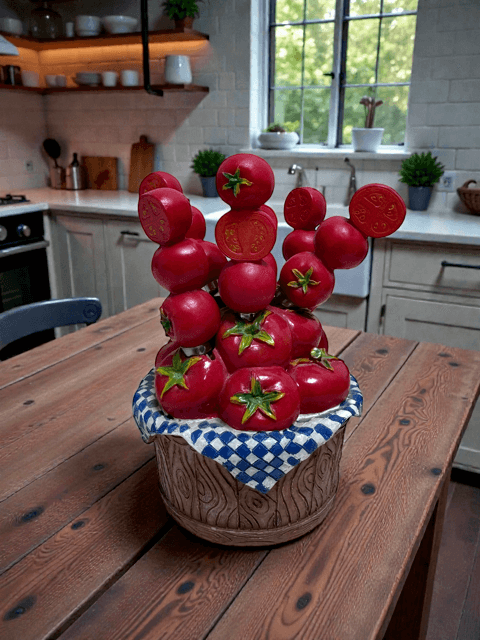 Vintage Tomato Butter/Cheese Spreaders Picnic Basket by Supreme Mr. Spreader - Thumbnail 3