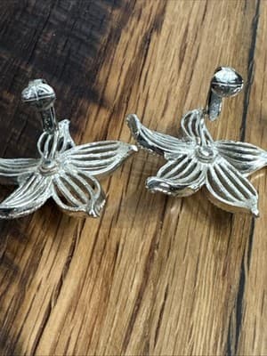 VTG Sarah Coventry Moon Flower Brooch & Earrings Set Silver Tone Retro Jewelry - Thumbnail 7