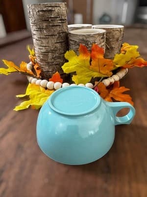 4 MCM Aqua Blue Melamine Stackable Coffee Tea Cups Mugs - Thumbnail 4