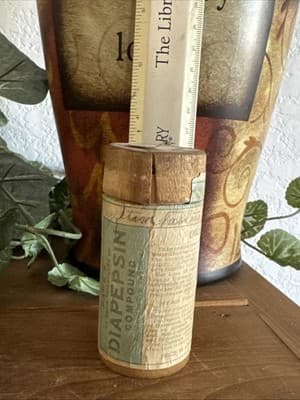 VINTAGE PAPE'S DIAPEPSIN COMPOUND WOOD TUBE CONTAINER - Thumbnail 12