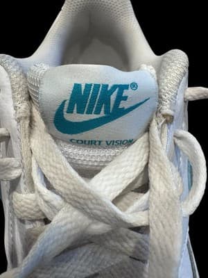 Nike Court Vision Low Women's 9.5 White Tropical Twist Teal Leather CD5434-102 - Thumbnail 9