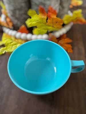 4 MCM Aqua Blue Melamine Stackable Coffee Tea Cups Mugs - Thumbnail 3