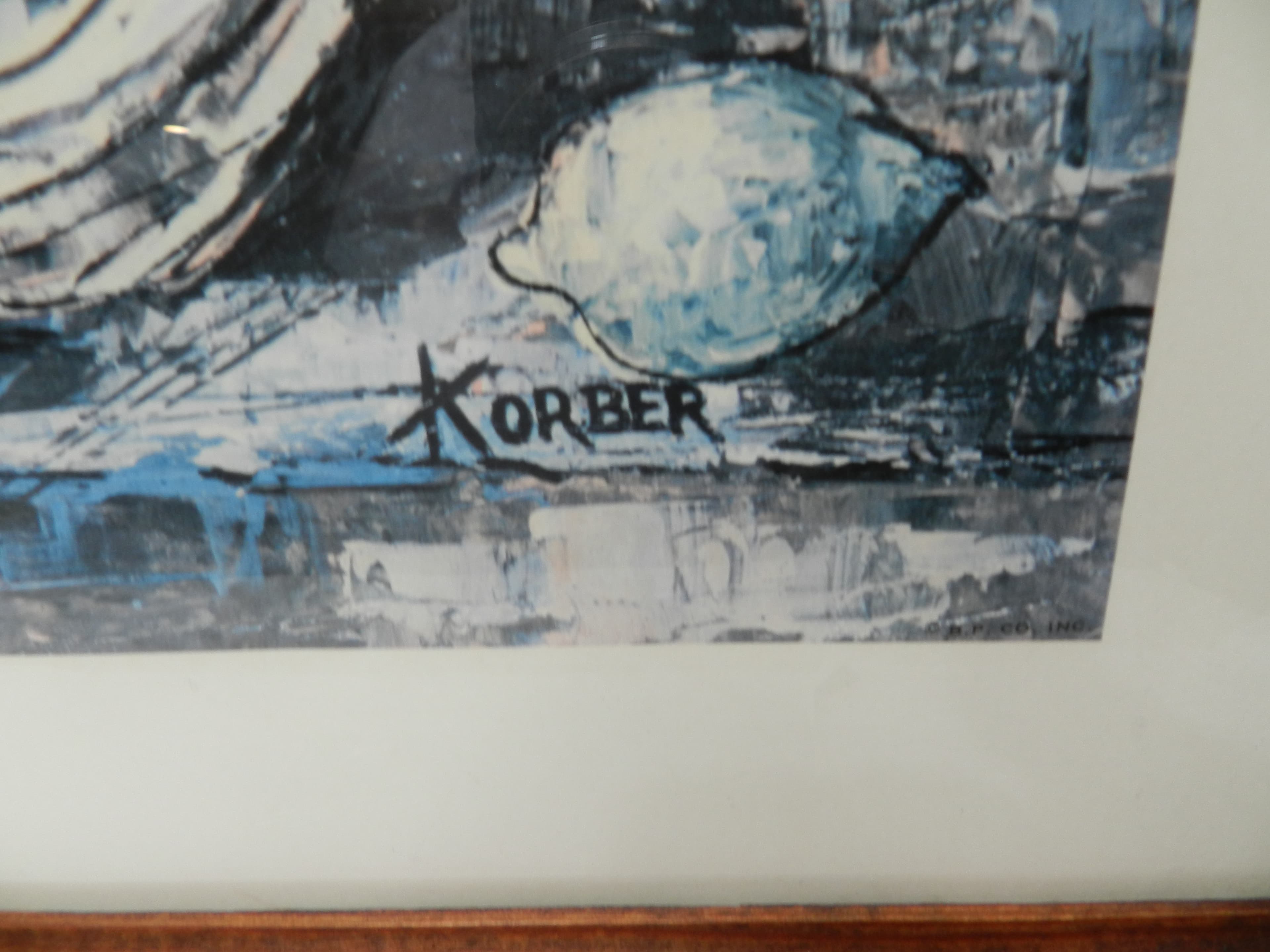 Blue Still Life Classic 1960s MCM Framed Print by Korber Framed (O6J) - Thumbnail 3