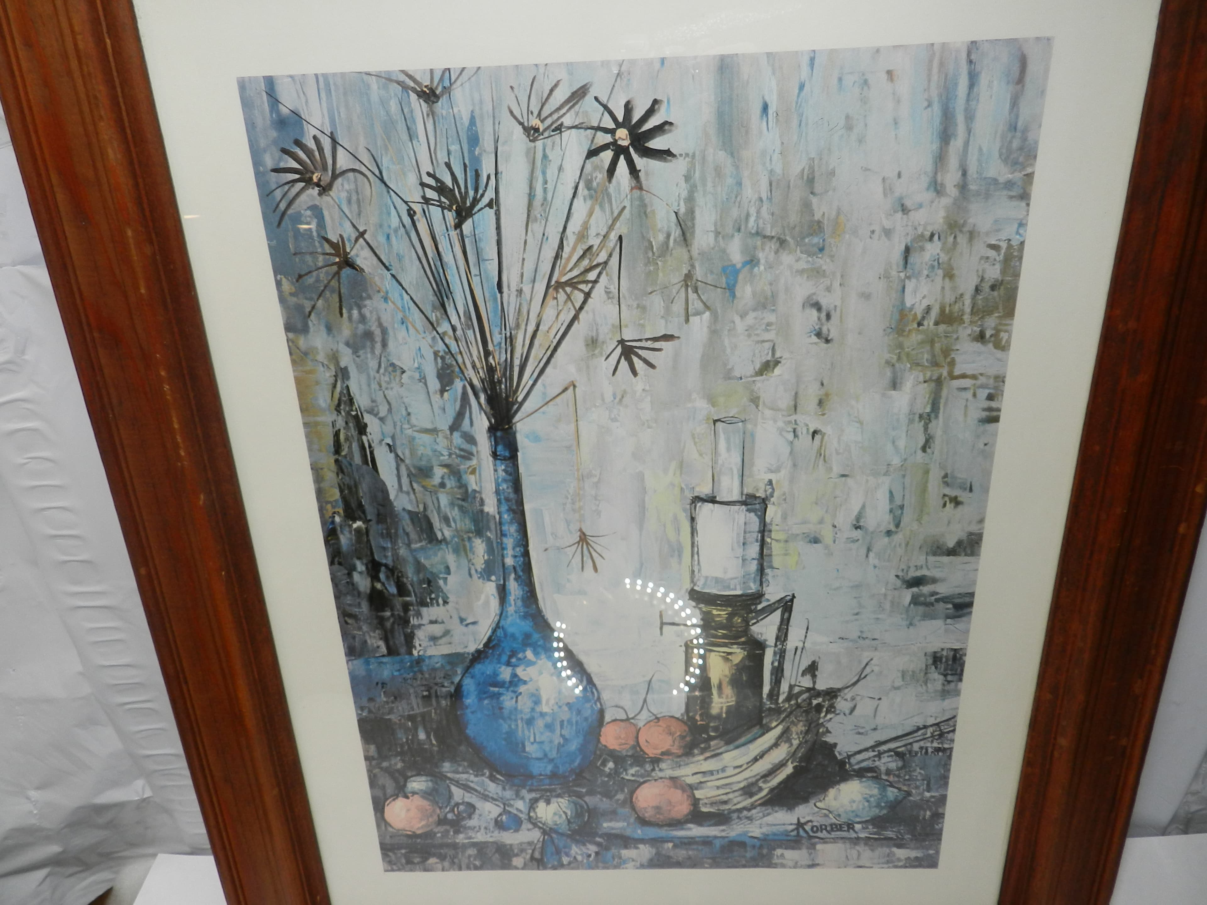 Blue Still Life Classic 1960s MCM Framed Print by Korber Framed (O6J) - Thumbnail 7