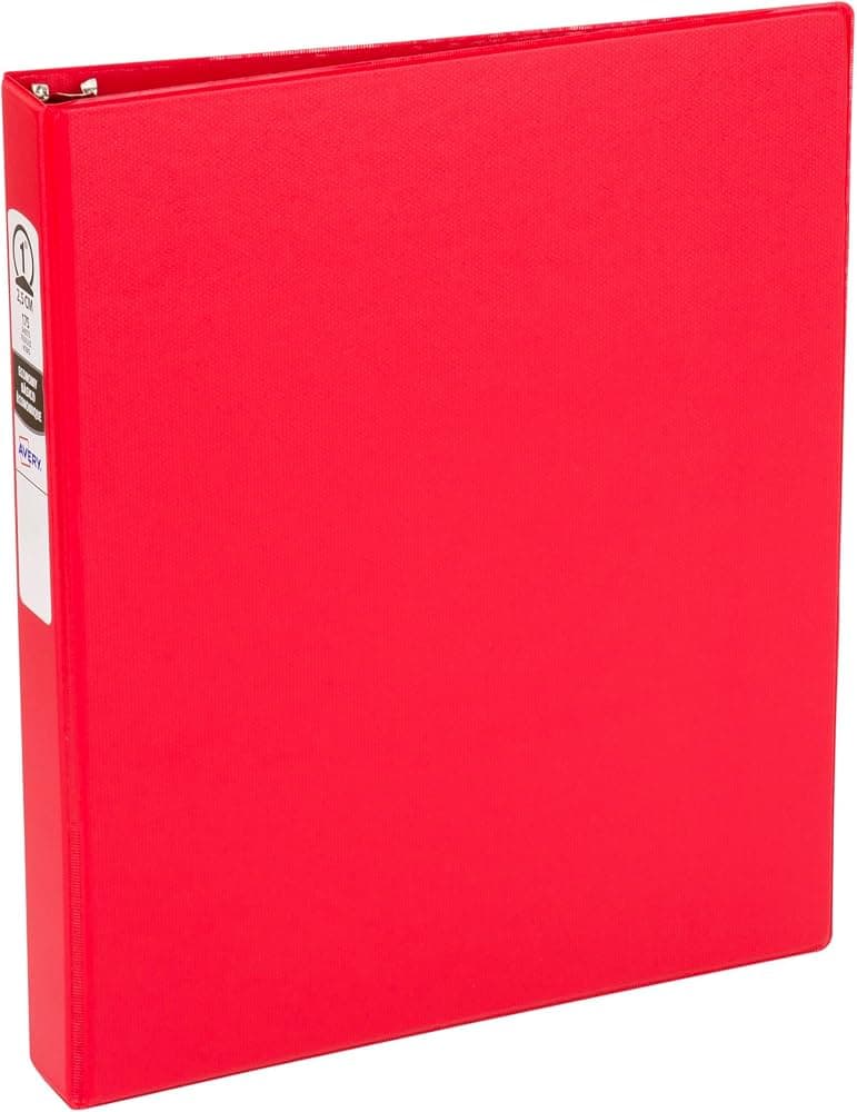 Avery Stand & Stack Reference 3 Ring Binder (1 Inch) Clear/red D4827 - Thumbnail 2