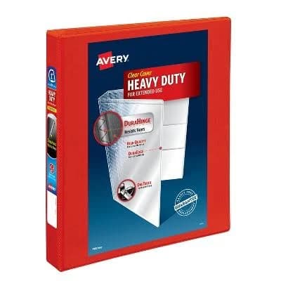 Avery Stand & Stack Reference 3 Ring Binder (1 Inch) Clear/red D4827 - Thumbnail 8