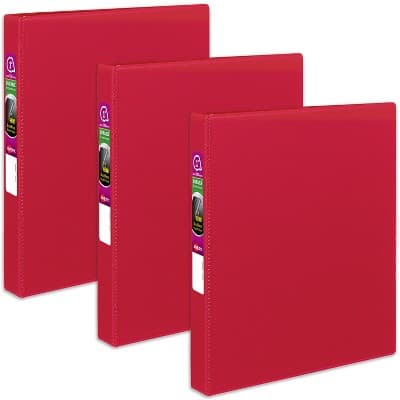 Avery Stand & Stack Reference 3 Ring Binder (1 Inch) Clear/red D4827 - Thumbnail 5
