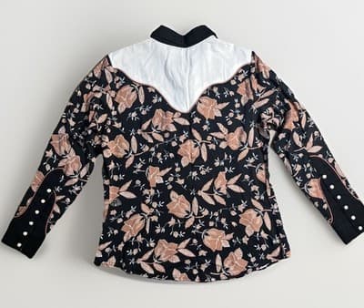 Wrangler X Lainey Wilson Shirt Women's L Black Floral Pearl Snap Western DAMAGED - Thumbnail 6