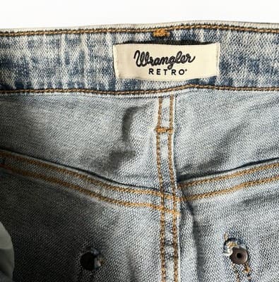 Wrangler Retro Womens High Rise Flare Leg Jeans Light Wash Denim Blue Size 32x34 - Thumbnail 4