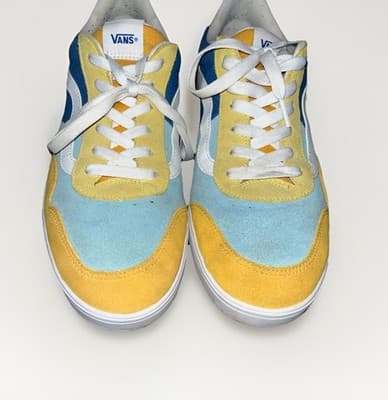 Vans ComfyCush Old Skool Shoes Mens Size 13 Blue Yellow Suede Canvas Low Top - Thumbnail 7