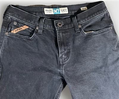 Ariat Legacy M7 Slim Fit Straight Leg Jeans Black Denim Mens 30x 32 Stretch - Thumbnail 2