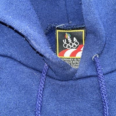 Vintage 90s JC Penney Team USA Olympics Hoodie Size M Made In USA Navy Blue - Thumbnail 2