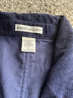 Rebecca Malone Wide Wale Corduroy Navy Blue Vest Cabincore Large - Thumbnail 3
