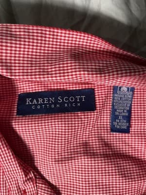 Vintage Karen Scott Women's Gingham Christmas Holly Embroidered Long Sleeve L - Thumbnail 3