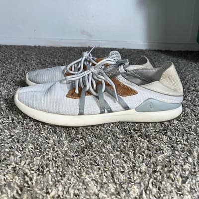 Olukai Shoes Mens 9.5 Mio LI Running Sneakers Leather Athletic 10440DW25 Gray