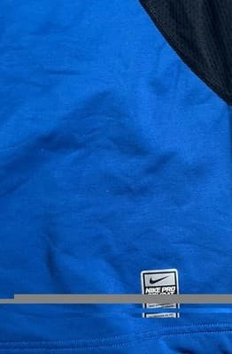 Nike Pro Combat Shirt Mens XL Blue Dri-FIT Long Sleeve Fitted Athletic Top - Thumbnail 6