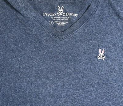 Psycho Bunny T-Shirt Mens Sz 8 Blue Navy Short Sleeve Pima Cotton Logo - Thumbnail 3