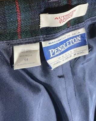 Vintage 1970’s Pendleton Tartan Plaid Wool Pants Womens 30x 28in Green/Blue - Thumbnail 5