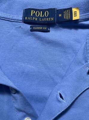 Polo Ralph Lauren Mens M Short Sleeve Polo Shirt Classic Fit Blue Flesh Pony - Thumbnail 3