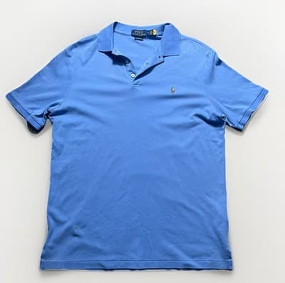 Polo Ralph Lauren Mens M Short Sleeve Polo Shirt Classic Fit Blue Flesh Pony - Thumbnail 2
