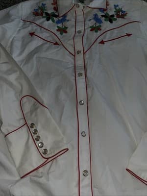Women’s Lauren Jeans Ralph Lauren Pearl Snap Beaded Western Shirt Size L - Thumbnail 4