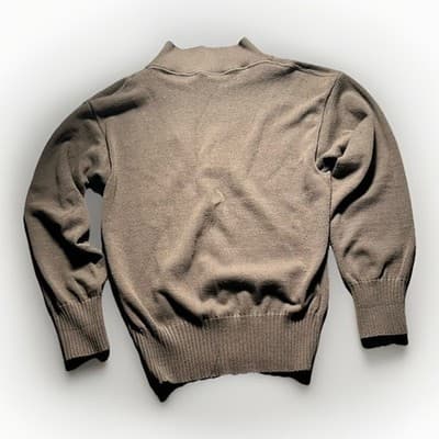 VTG Mitt’s Nitts Green 100% Wool 1/4 Button Henley Military OD Sweater Mens L - Thumbnail 2