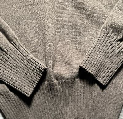 VTG Mitt’s Nitts Green 100% Wool 1/4 Button Henley Military OD Sweater Mens L - Thumbnail 3